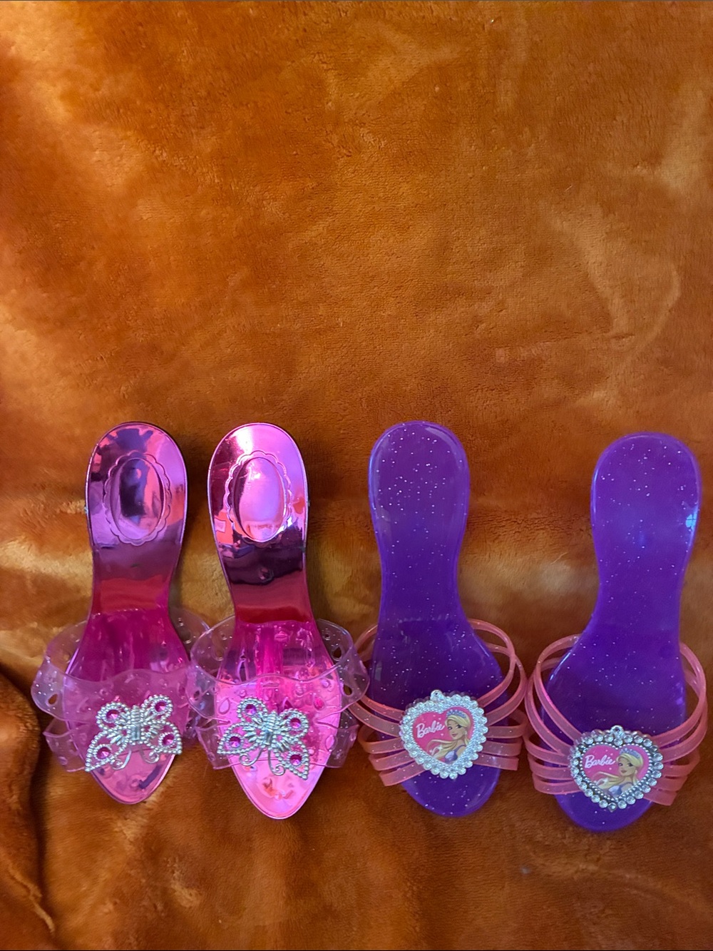 Barbie Pink and Purple Dress-Up Sandals with Heart Medallions